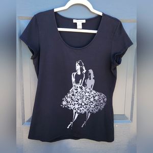 White House Black Market graphic tee with embellishments